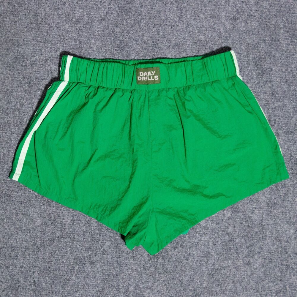 Daily Drills Shorts Super Bounce Green White Nylon Stripe Medium Gym Workout